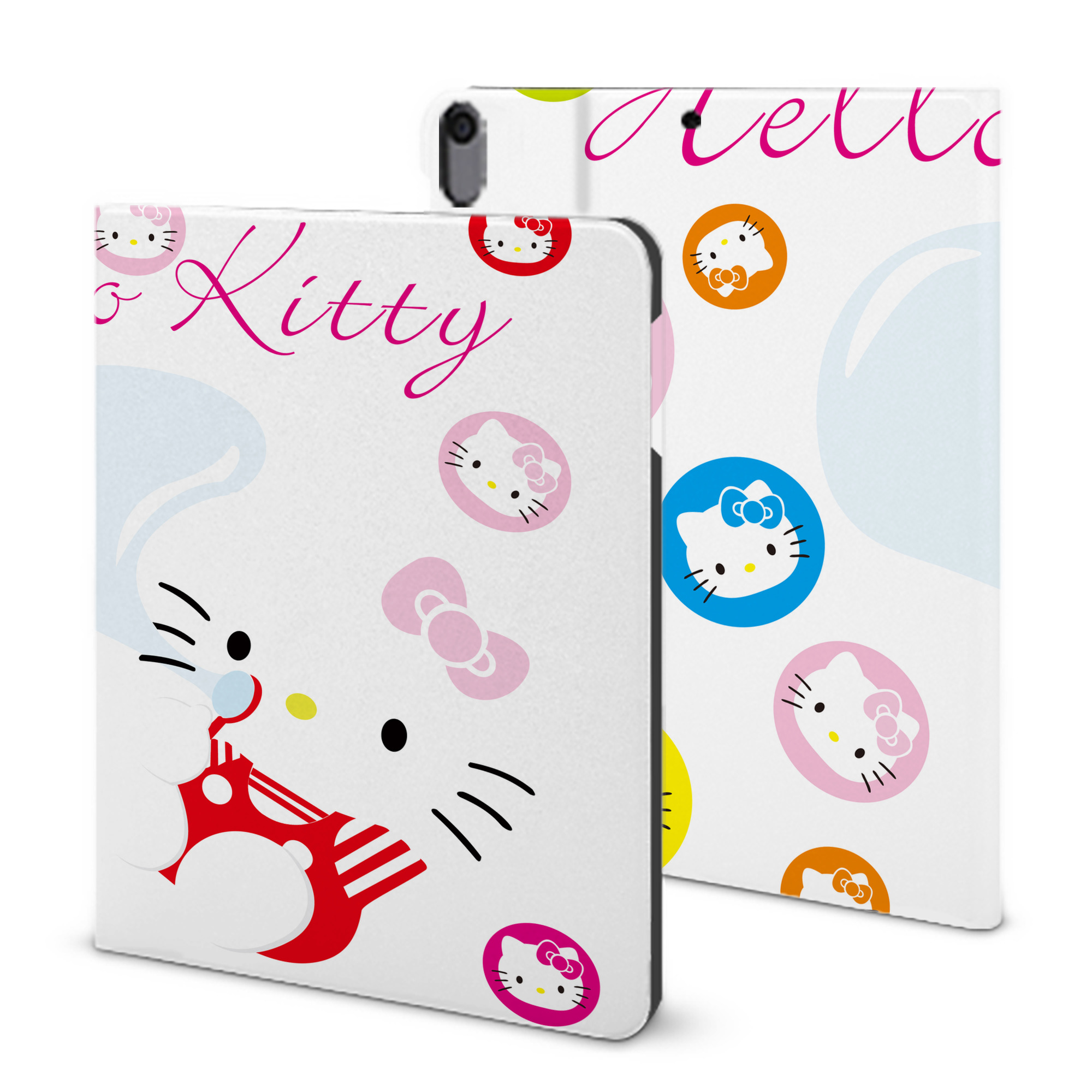 （画像用） Hello Kitty ハローキティ IPad ケース ブック型 PUレザー TPU 耐衝撃 軽量 薄型 ペン収納なし 全面保護 IPad 各モデル対応